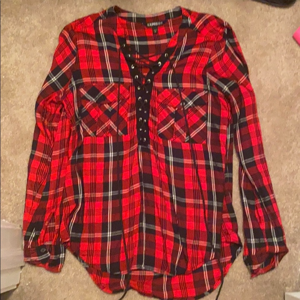 Express plaid top